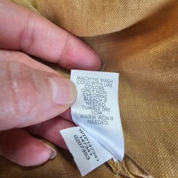 J.Jill Love Linen Button Up Shirt L Yellow Ochre Relaxed Fit Coastal Lagenlook - Picture 10 of 13